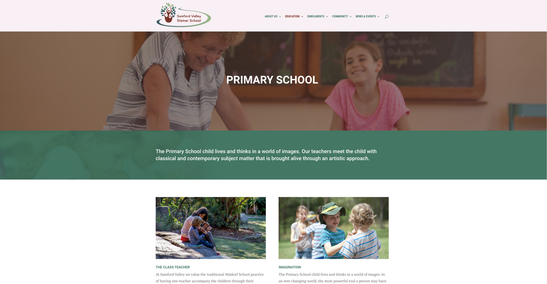 screenshot of samford valley steiner school website imagery by School portrait art